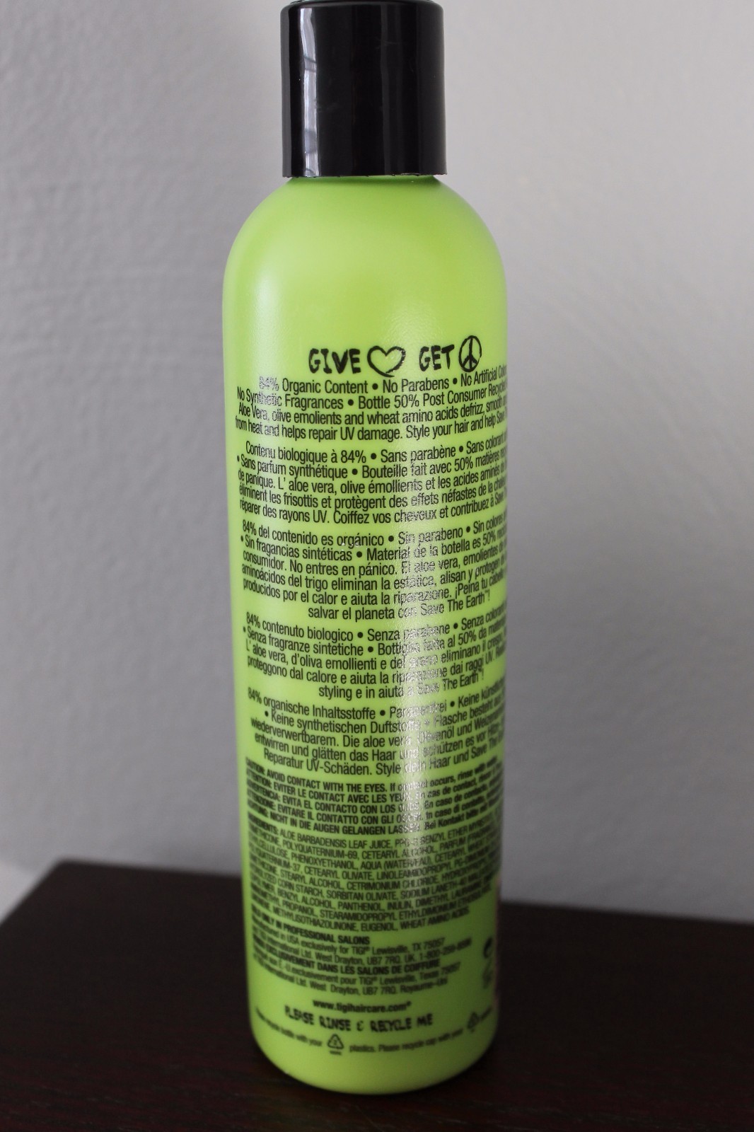 TIGI Love  Peace & Planet Cinnamon Soy Orange Straightener Defrizzer 8.45 oz