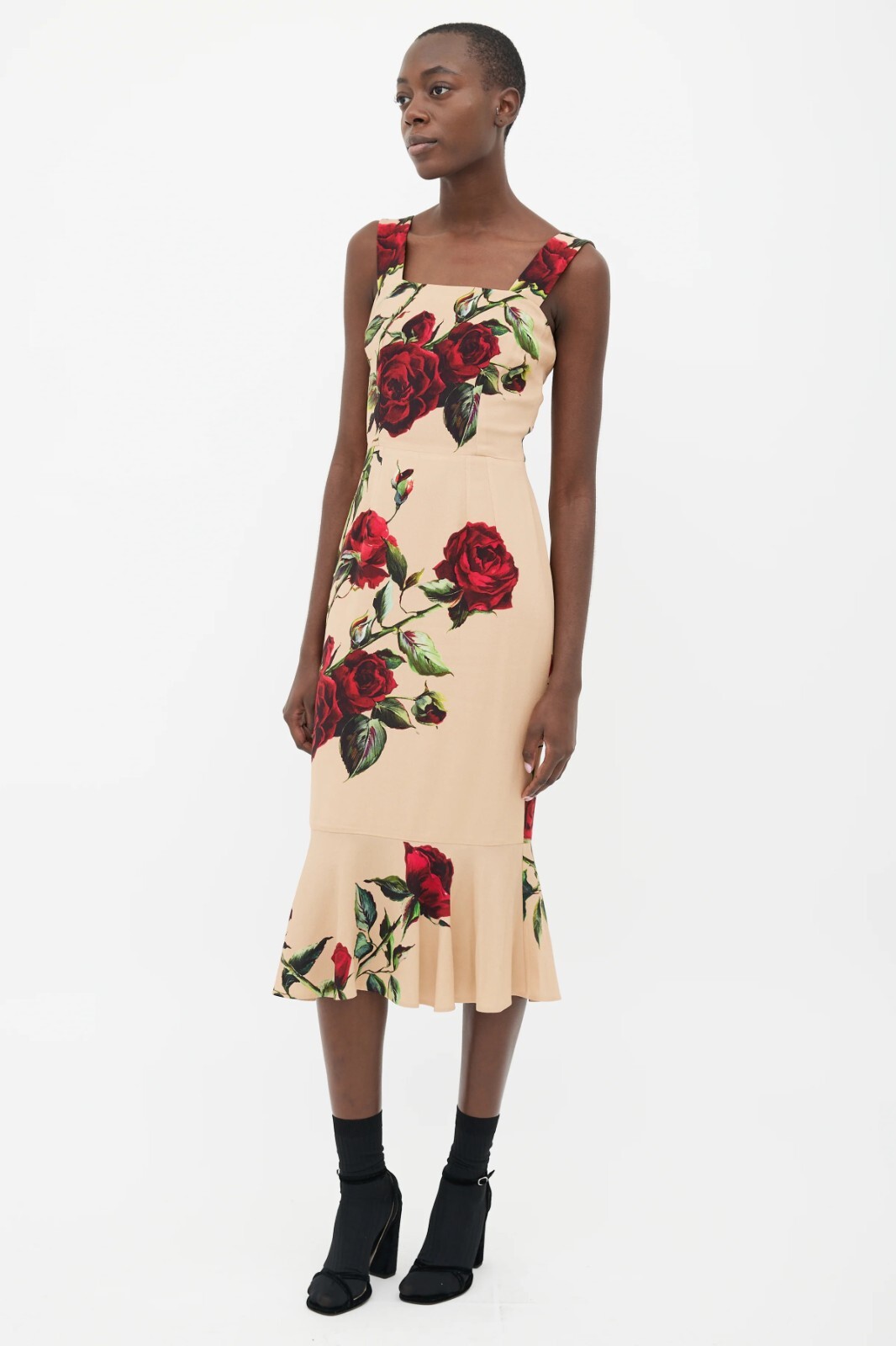 DOLCE&GABBANA ストロベリープリントドレス Short charmeuse dress with strawberry print