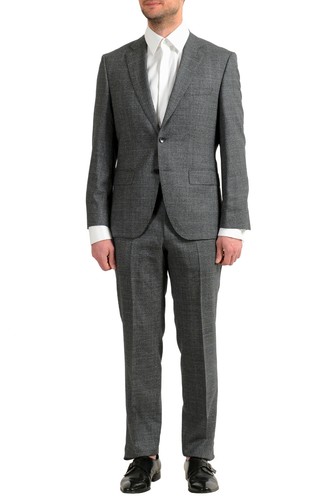 Pre-owned Hugo Boss Men's "johnstons5/lenon1" Regular Fit Gray 100% Wool Two Button Suit