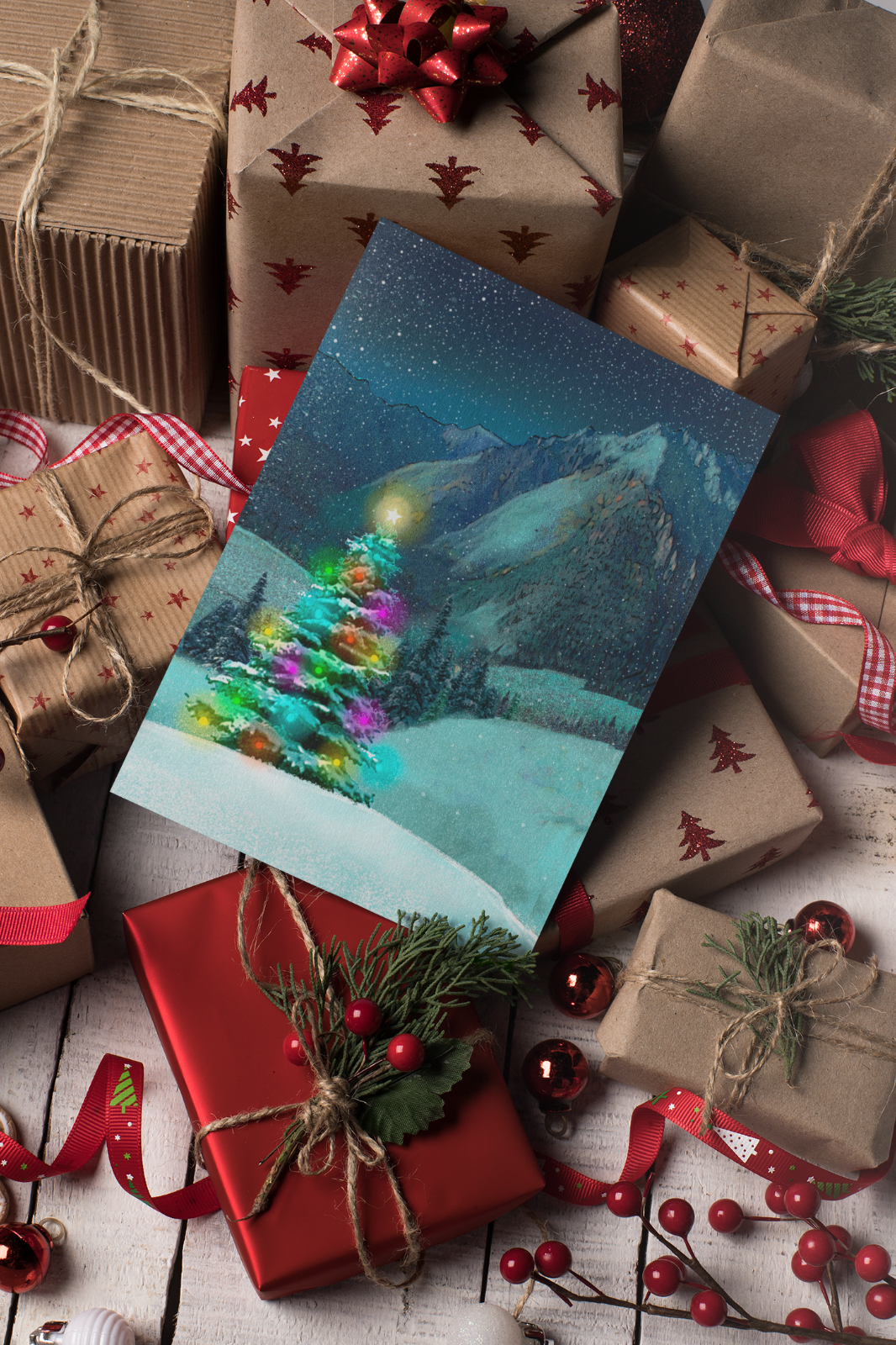 Rocky Mountain Christmas Cards | Snowy Mountain Top Holiday Cards