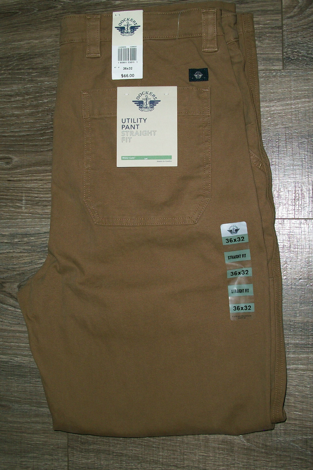 写真 DOCKERS Straight Stretch Fit 5 Pocket Burned Tan Utility Jeans NWT