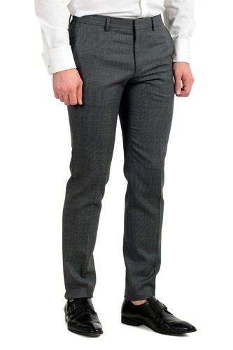 Pre-owned Hugo Boss "hutson5/gander3" Men's 100% Wool Slim Two Button Suit In Gray