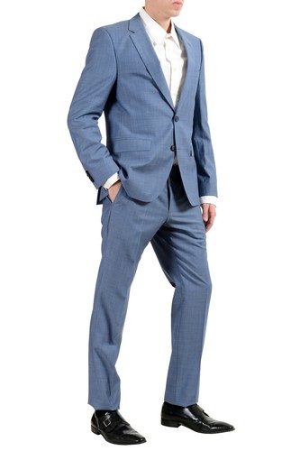 Pre-owned Hugo Boss "c-jeffery/c-simmons" Men's 100% Wool Two Button Suit Us 38r It 48r In Blue