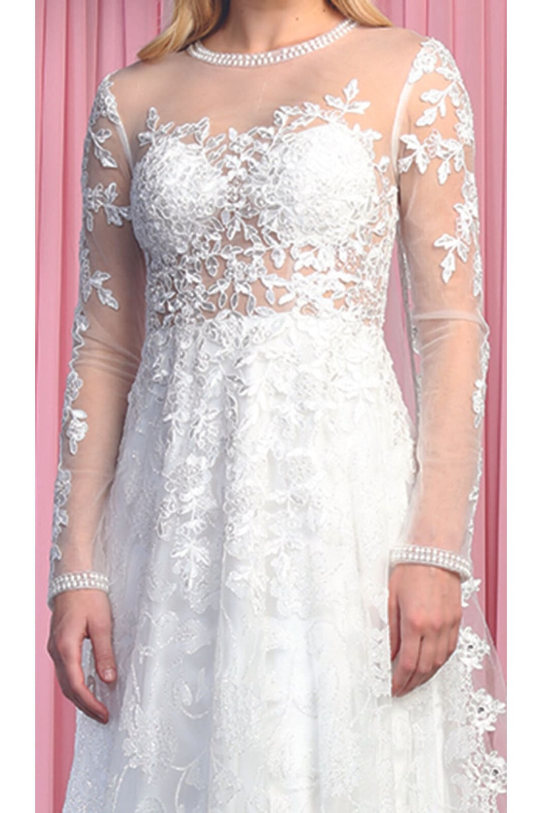 Pre-owned Designer Modest Lace A-line Wedding Dress In Ivory