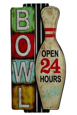 Blechschild "Bowl" Bowling Kegeln Strike Spare Pin Bowlen Kneipe 40x20cm Neu