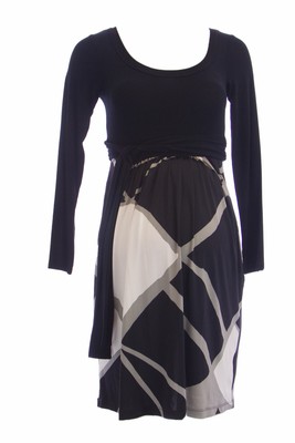 OLIAN Maternity Womens Pink Zig Zag Print Dianne Waist Tie Sheath Dress $130 NWT