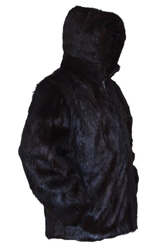 Pre-owned Handmade Man's Real Nutria Fur Vest Detachable Sleeves Hood All Sizes In Brown