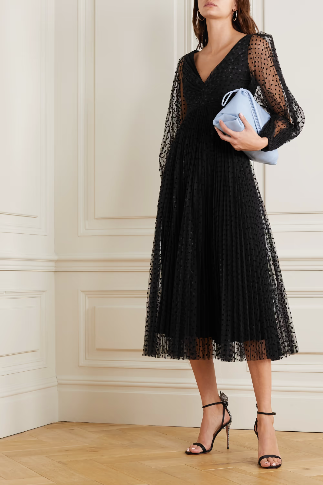 Zimmermann Charm pleated polka-dot flocked tulle midi dress