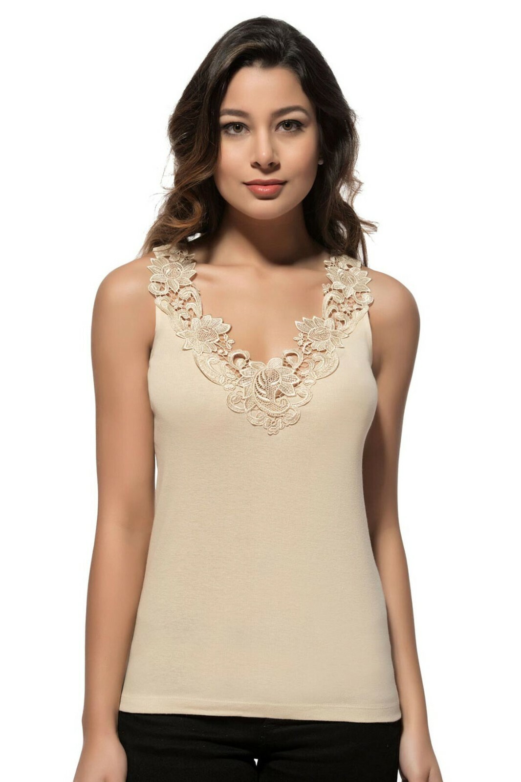 Wome's Tank Top Camisole with Lovely Lace Trim Style Soft Sexy Sport Yoga