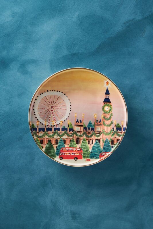 Sold Out Anthropologie Christmas Time In The City London Dessert Plate