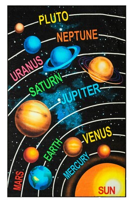 3'3''x5' Outer Space, Solar System Educational Kids Non Skid Backing Rug- 761