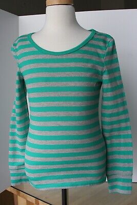 grane Gray top with Green stripes Size Small 5-6 EUC Long Sleeve Girls