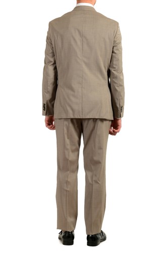 Pre-owned Hugo Boss Men's "johnstons5/lenon1" Regular Fit 100% Wool Two Button Suit In Beige