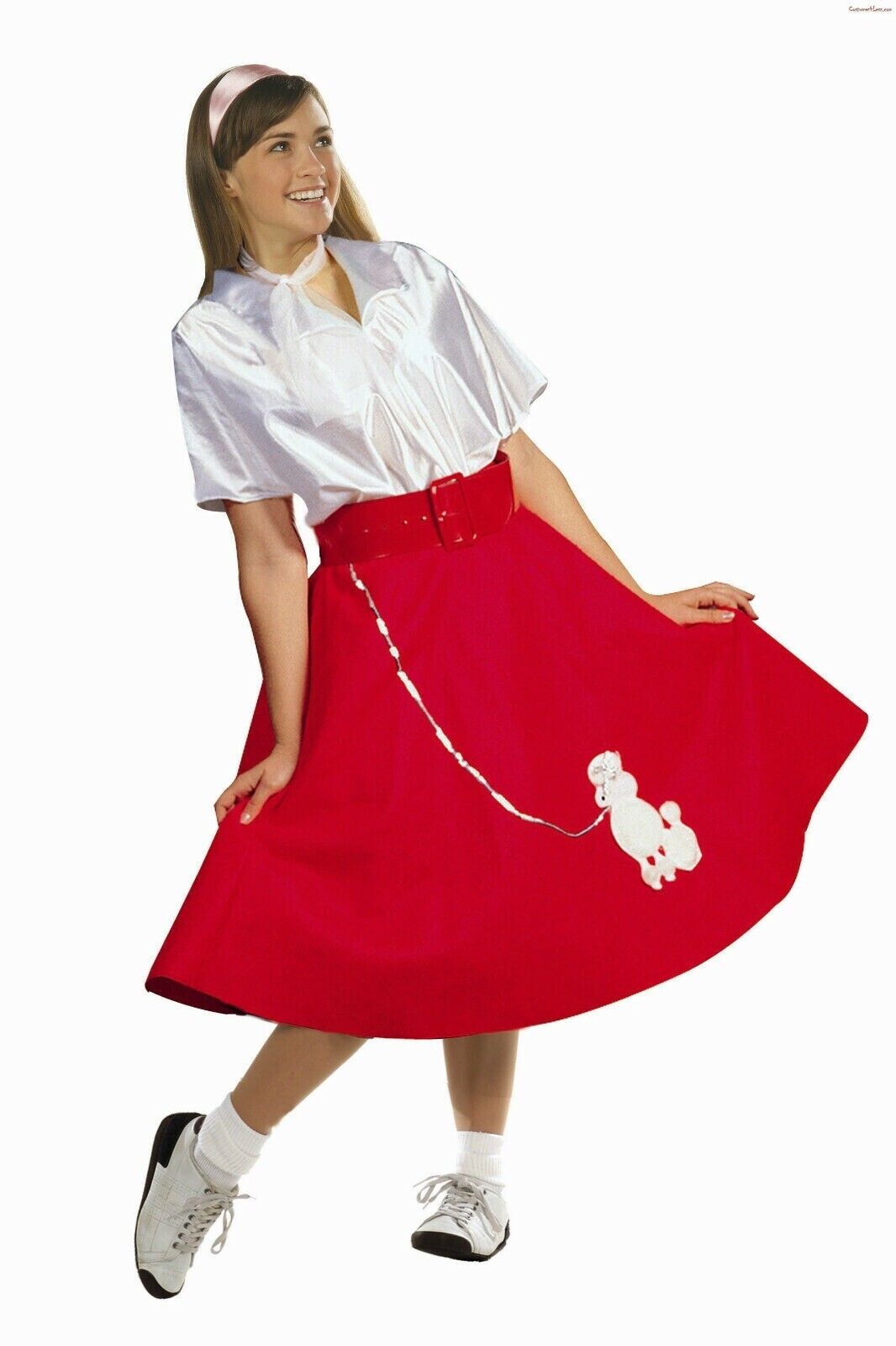 Plus Size Poodle Skirt 50s Sock Hop Halloween Cosplay Costume - Red #6723