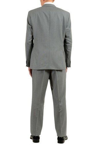 Pre-owned Hugo Boss "kings/central_1" Men's 100% Wool Gray Two Button Suit