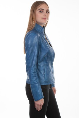 Pre-owned Scully Womens Denim Lamb Lightweight Jacket In Blue