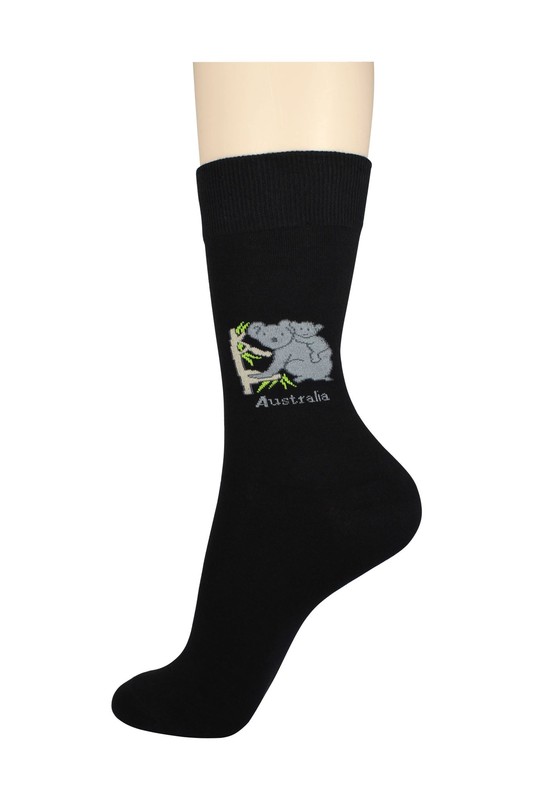 Men's Pattern Dress Socks Koala Black