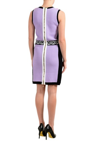 Pre-owned Versace Women's Sleeveless Stretch Sheath Knitted Dress Us 6 It 42 In Multicolor