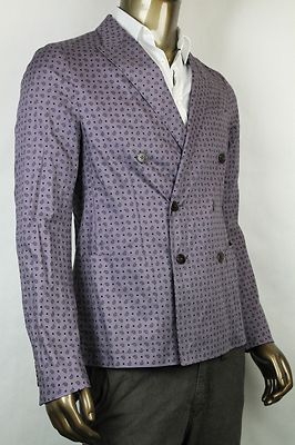 Pre-owned Gucci $2260  Mens Paisley Flower Print Jacket Blazer Purple 333510 5463