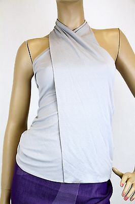 Pre-owned Gucci $795 Authentic  Halter Top W/bamboo Buckle, S, 258740 In Gray
