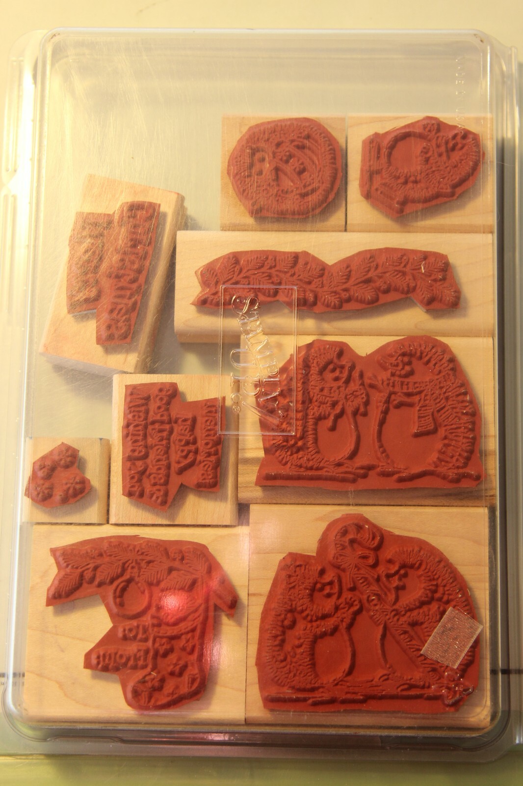 Holiday Hedgehogs Stampin Up Rubber Stamp Set Christmas Card 9 pc Wood Mounted