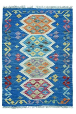 NavaRugs Kelim Teppich 94x66cm Afghan Handgewebt Orientteppich Wolle Kilim Rug