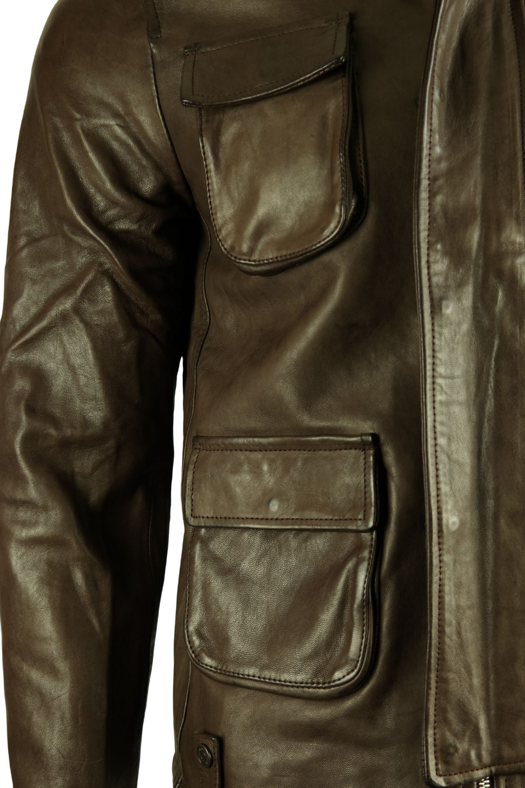 REPLAY REPLAY HERREN LEDERJACKE MIT TASCHEN / USED-LOOK / LAMMLEDER / BRAUN