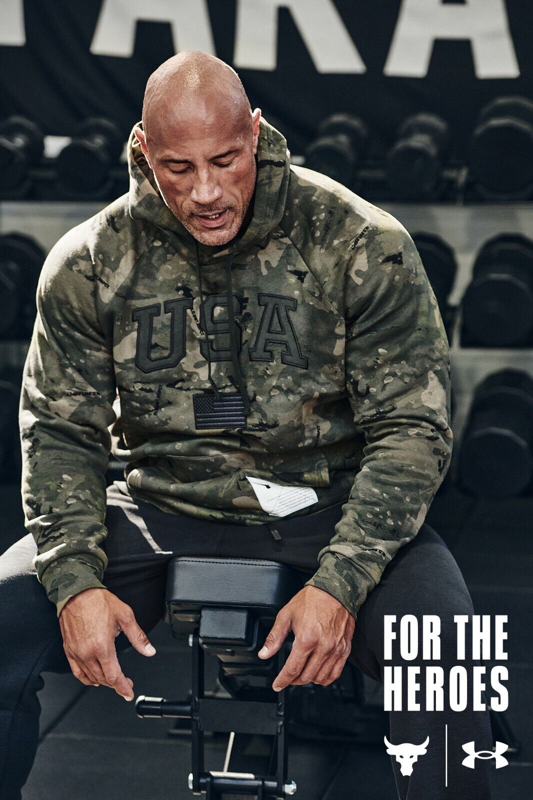 NEW Under Armour Mens Project Rock Veterans Day Camo HOODIE NEW Under Armour Mens Project Rock Veterans Day Camo HOODIE