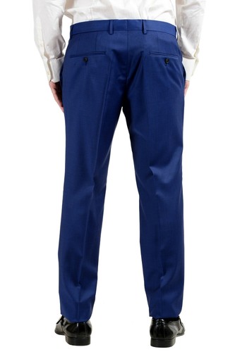 Pre-owned Hugo Boss "nestro3/byte1" Men's 100% Wool Blue Two Button Suit