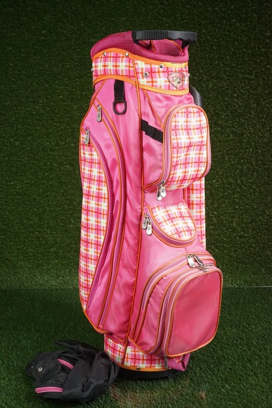 GLOVE IT SANTA CRUZ WOMENS 9-WAY DIVIDER GOLF CART BAG, PINK PLAID DESIGN
