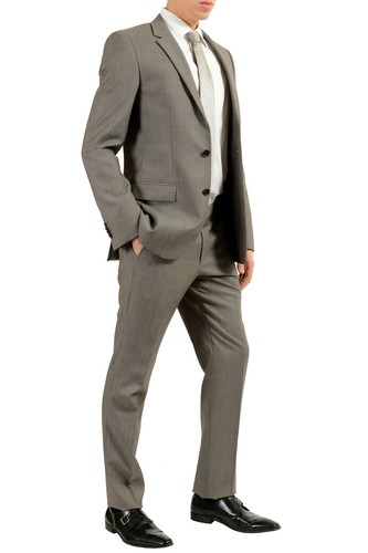 Pre-owned Hugo Boss "halsey/merrill2" Men's 100% Wool Gray Two Button Suit