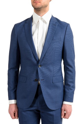 Pre-owned Hugo Boss Men's "novan5/ben2" Slim Fit 100% Wool Blue Two Button Suit