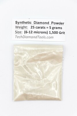 Polishing Lapidary Diamond Powder 200.000 to 400 Grit, Mesh 25 Carats - 5 Gram