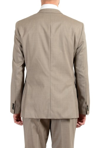 Pre-owned Hugo Boss "huge6/genius5" Men's 100% Wool Slim Beige Two Button Suit