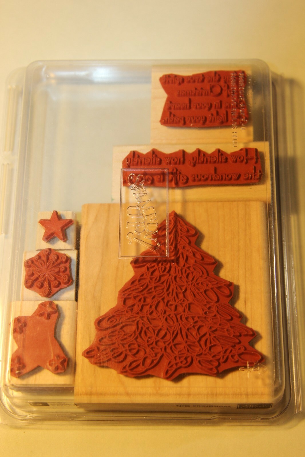 Stampin Up Wood Mounted Wondrous Gift set of 6 christmas snowflake star words