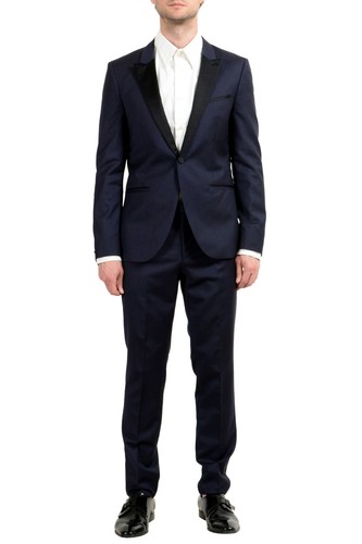 Pre-owned Hugo Boss "auerd/himins" Men's 100% Wool Blue One Button Suit