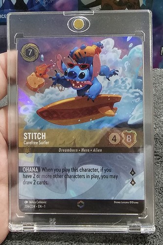 スティッチ　お気楽サーファー　エンチャンテッド LORCANA ディズニー ロルカナTCG 206/204・JA・1 スティッチ お気楽