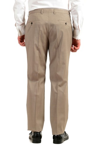 Pre-owned Hugo Boss Men's "johnstons5/lenon1" Regular Fit 100% Wool Two Button Suit In Beige