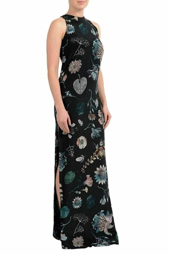 Pre-owned Versace Versus Women's 100% Silk Floral Print Open Back Maxi Dress Us 2 It 38 In Multicolor