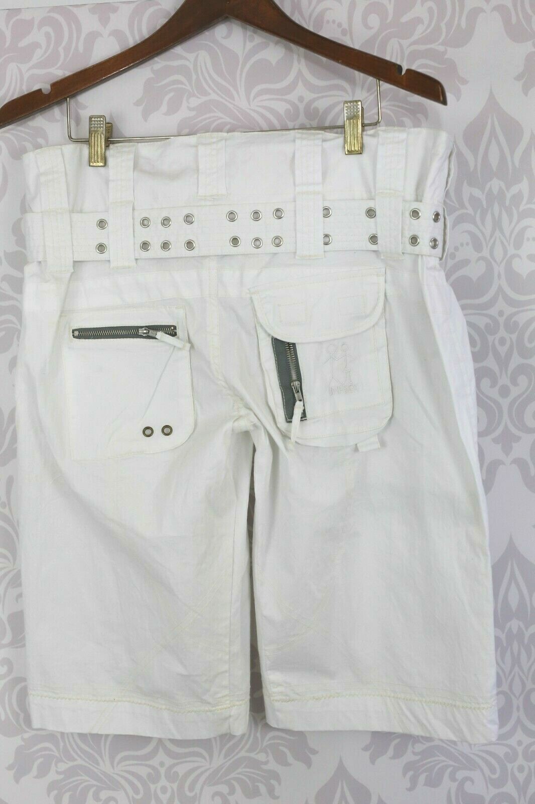 Pete & Greta Cargo Shorts Women's 6 White Cotton Blend Belted No Waist Buttons