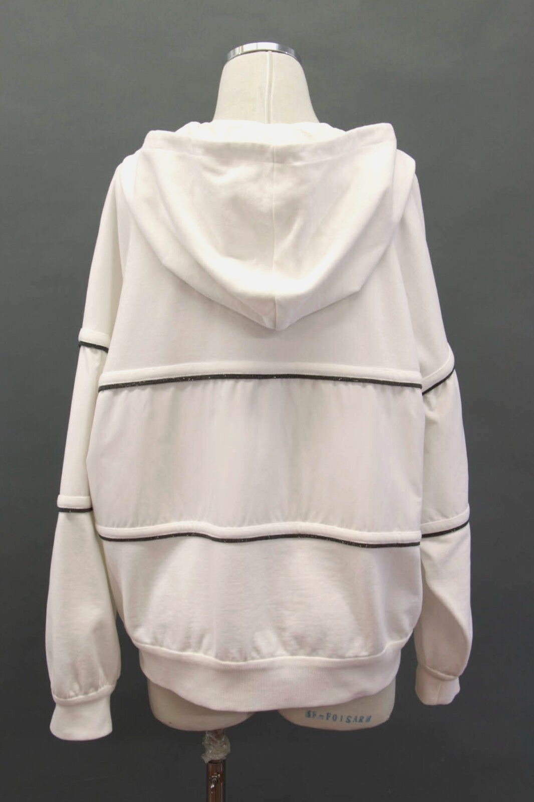 Pre-owned Brunello Cucinelli $3395  Women's Hoodie With Sparkling Monili Beading M W242 In White