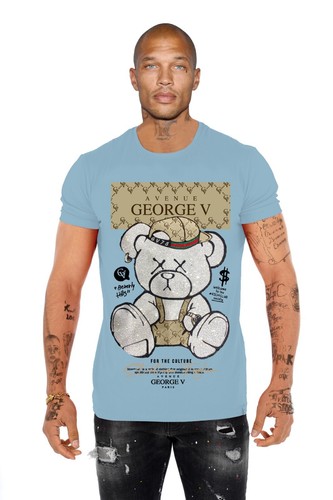 Avenue George V Paris Men's Short Sleeves T-shirt Sky Blue
