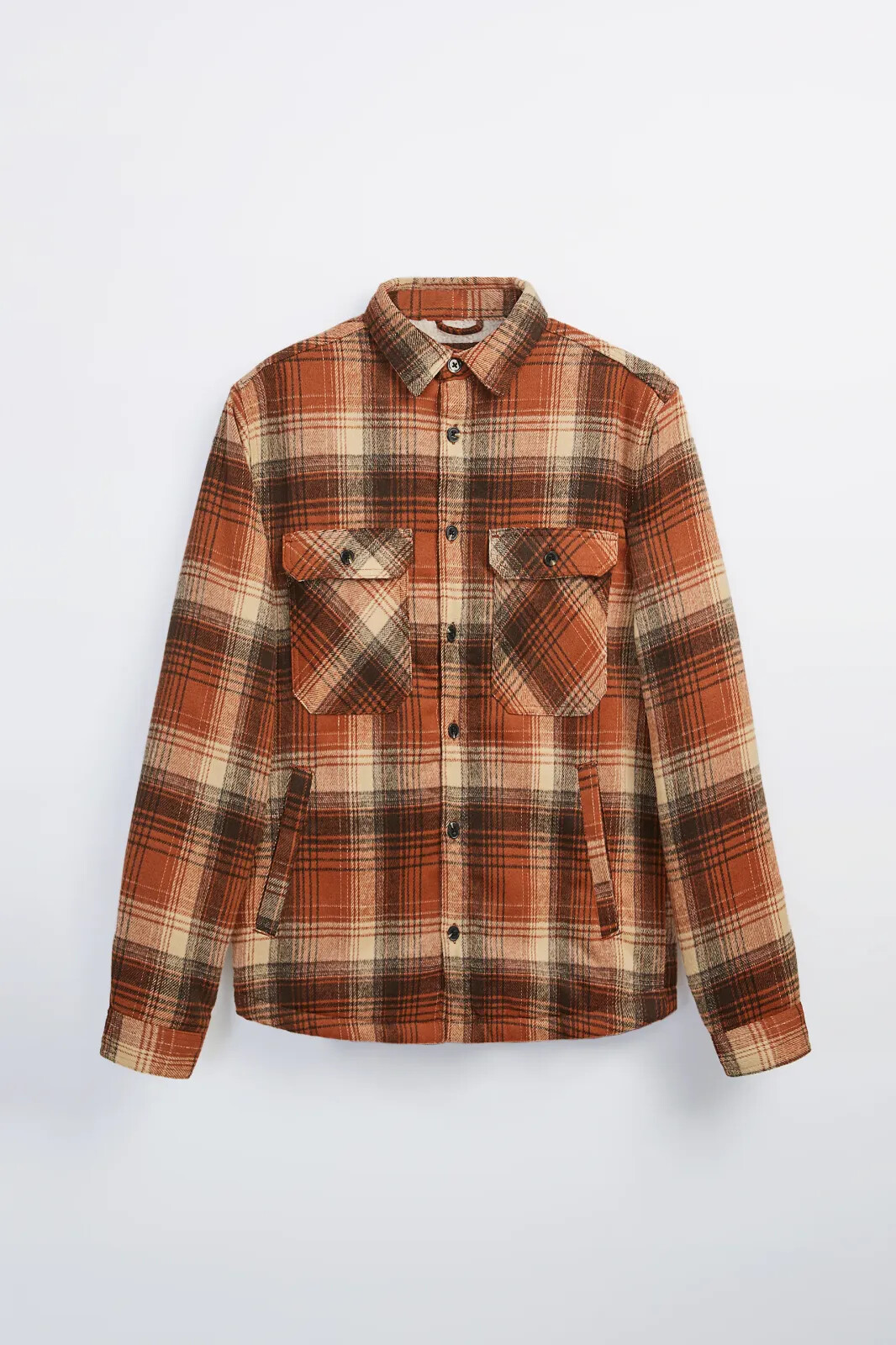 New Zara Fleece Plaid Overshirt Jacket S Orange 0397/371 New Zara Fleece Plaid Overshirt Jacket S Orange 0397/371