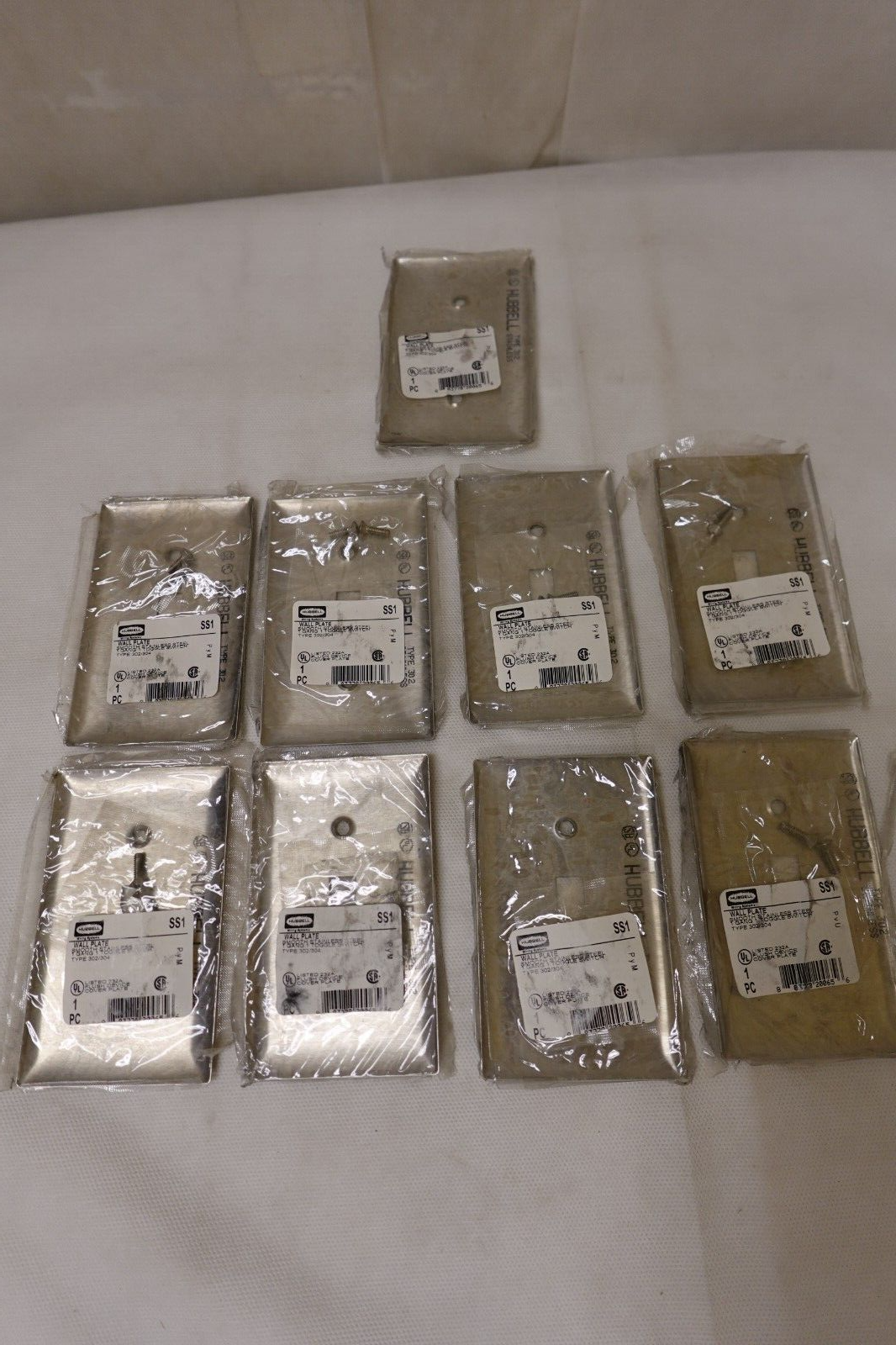 HUBBELL SS1 1-Gang Toggle Light Switch Wall Plate Stainless Steel - Lot of 9 NOS