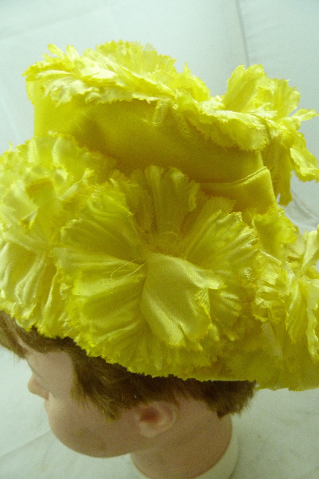 Vintage Ladies Yellow Flower Fancy Church Easter Women's Hat Cap Sunday Holiday