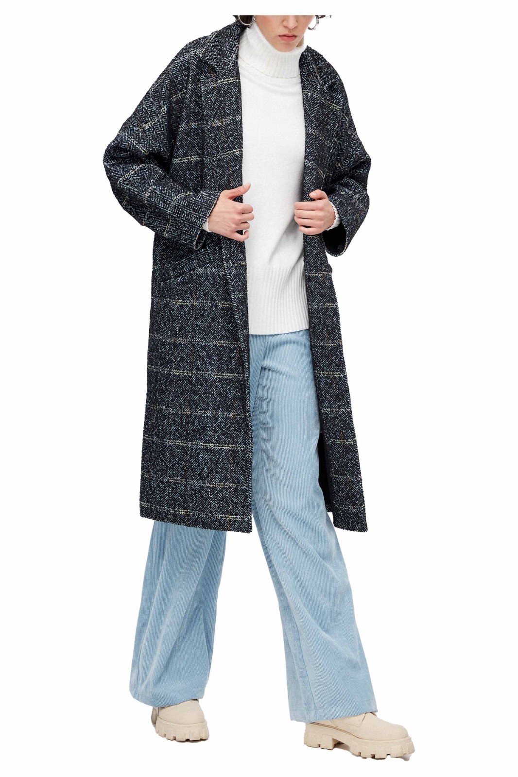 BSB BSB MANTEL FRAU FANTASIE FISCHGRÄTEN SCHWARZ/HIMMLISCH 050-218006