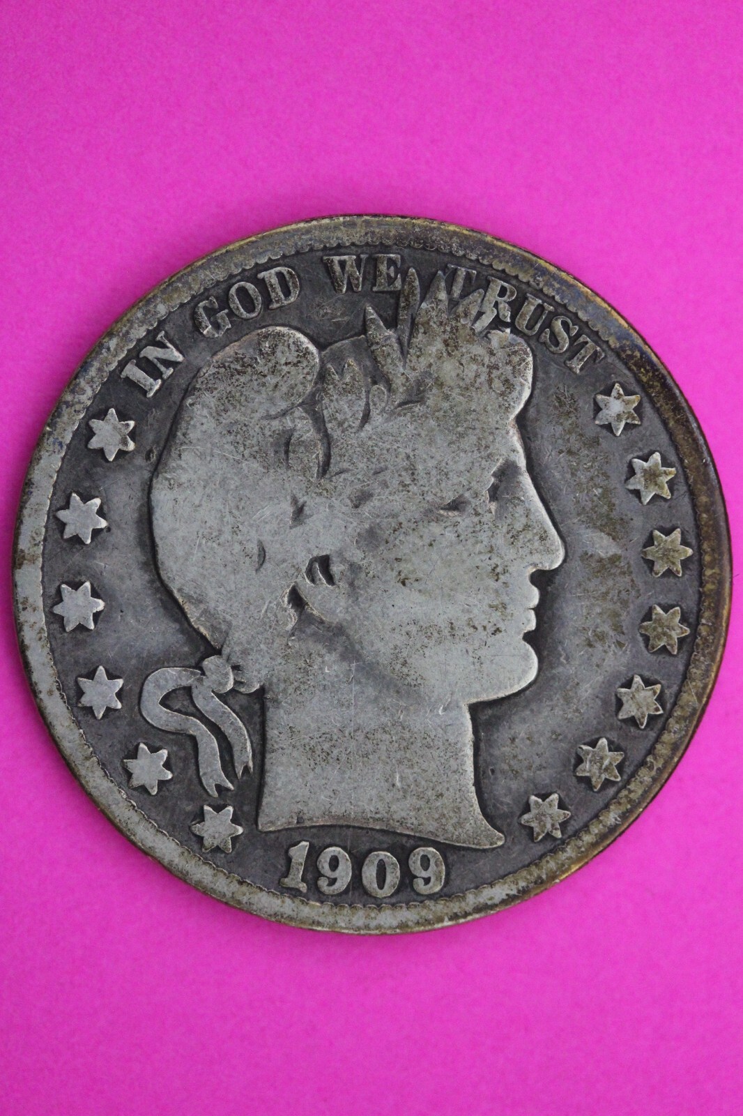 1909 Inverted S Barber Liberty Half Dollar Silver Coin Key Date Genuine 0414N