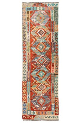 NavaRugs Kelim Teppich 289x86cm Afghan Handgewebt Läufer Wolle Kilim Rug Runner
