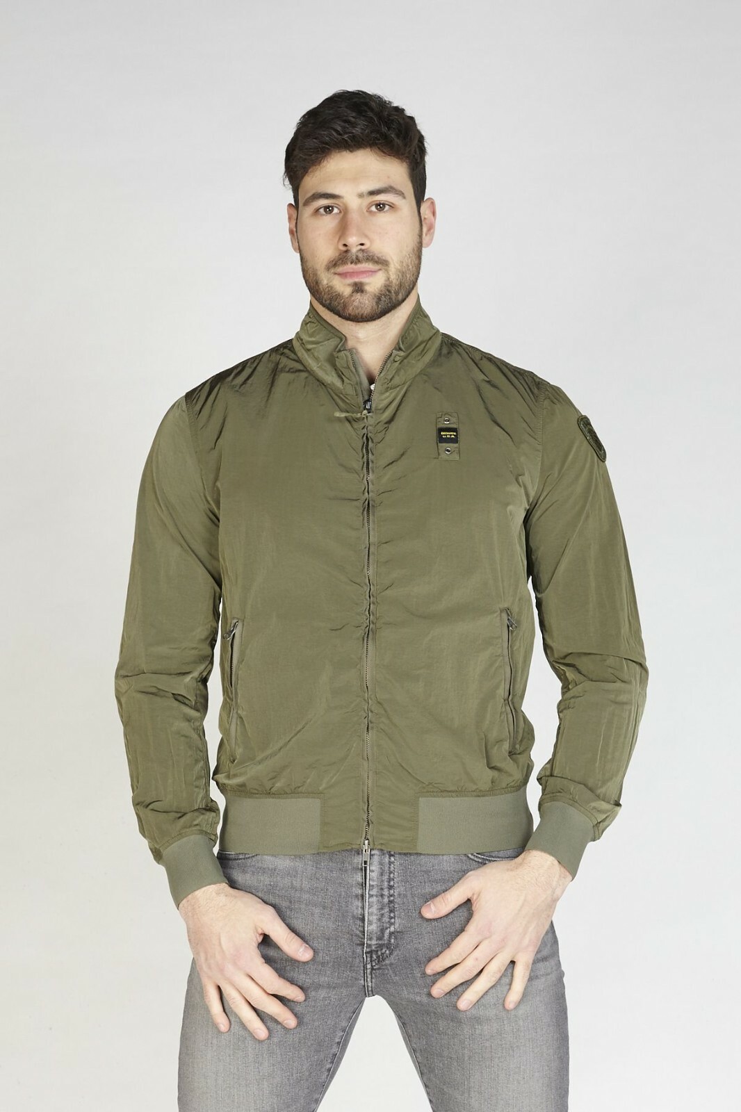 BLAUER JACKE HERREN BOMBERJACKE BLAUER 20SBLUC04009 GRÜN MIL. FRÜHLING / SOMMER