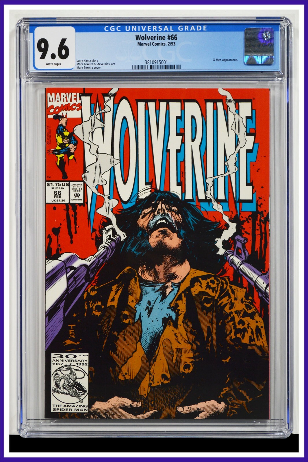 Wolverine #66 CGC Graded 9.6 Marvel February 1993 White